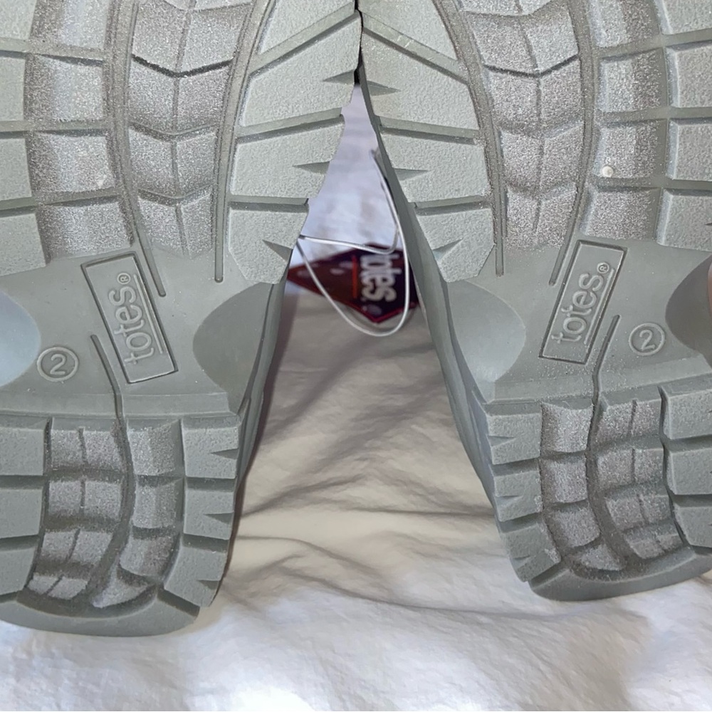 NWT Totes Sz-2 GS Kids Pink/Gray Warm Winter Snow Boots-Great Tread, Easy On/Off - Picture 15 of 16